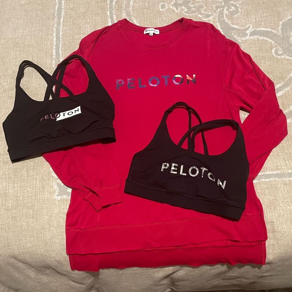Peloton bundle: quilted coat jacket, sweatshirt & two lululemon bras